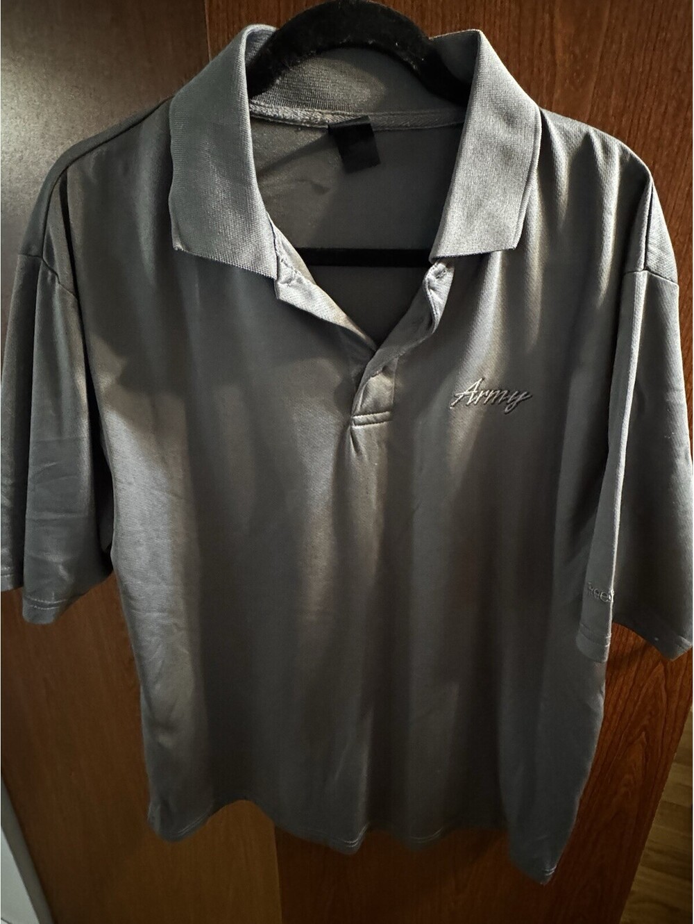 Reebok US Army Men’s L Gray Polo Shirt Embroidered Military Golf Performance